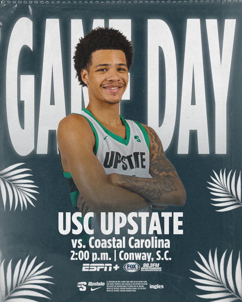 UpstateMBB's tweet photo. ⚔️ 𝑮𝑨𝑴𝑬 𝑫𝑨𝒀 ⚔️

One more for the road!

🆚️ Coastal Carolina
🕑 2 p.m. ET
📍 Conway, S.C.
📺 https://t.co/vuTnbTFL7k
📻 https://t.co/rWy6BYCooM
📊 https://t.co/Hh0FdOl1sa

#SpartanArmy  ⚔️ https://t.co/BlylwVcKzt