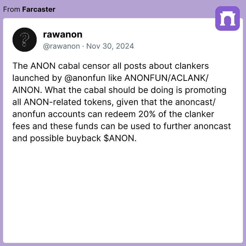 ANON CLANKER (@A_CLANK) / Posts / X