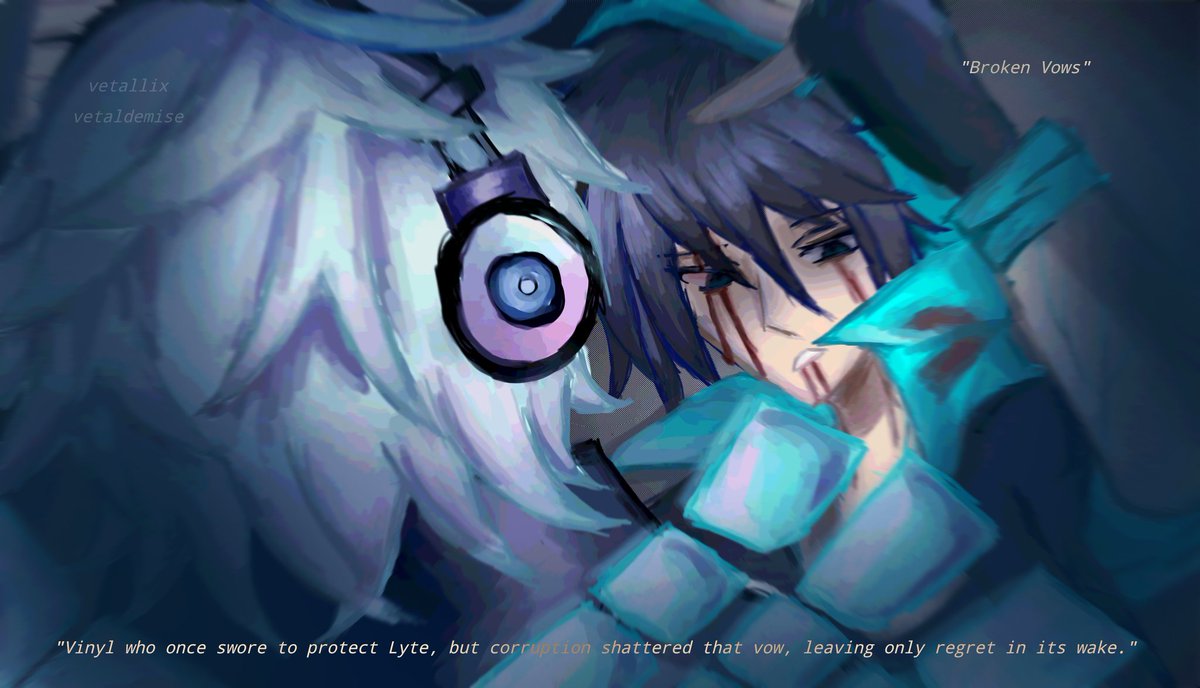 clockwaifu's tweet photo. Broken Vows

"Vinyl stands in the aftermath of his brother’s death, the weight of Lyte’s sacrifice and the broken Mixgear a constant reminder of the regret he cannot escape."

#GachaClub #gachaworld #ibisPaintX #djvinyl #djlyte #illustlation #digitalart #angst #art https://t.co/JVN4uolYaB