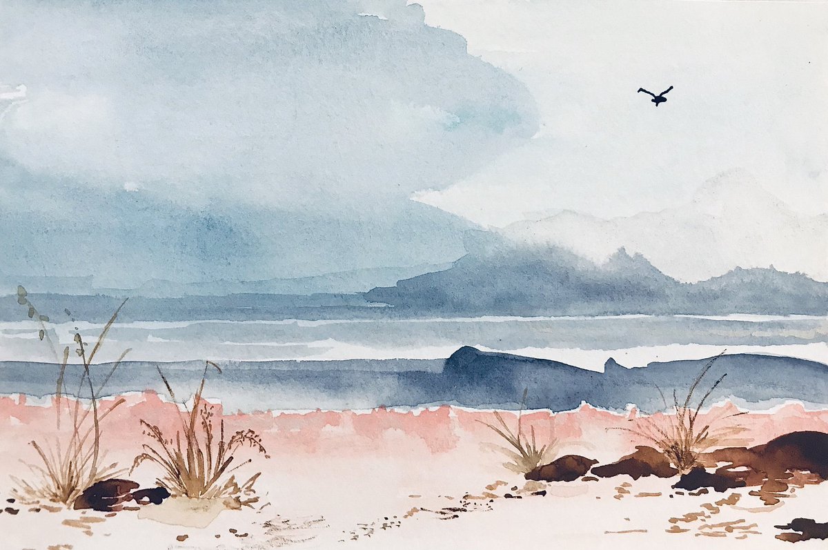 Morning chill. #watercolorpainting #seascape