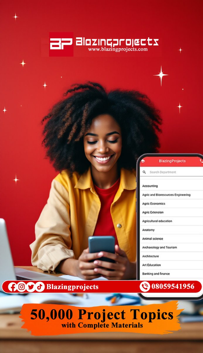 blazingprojects's tweet image. Looking for project ideas and guidance? The Blazingprojects Mobile App has you covered with access to 50,000+ topics and expert assistance. Dominate your final year projects now! Click the link to download. #ProjectAssistance #FinalYearMust-have

👉 blazingprojects.com