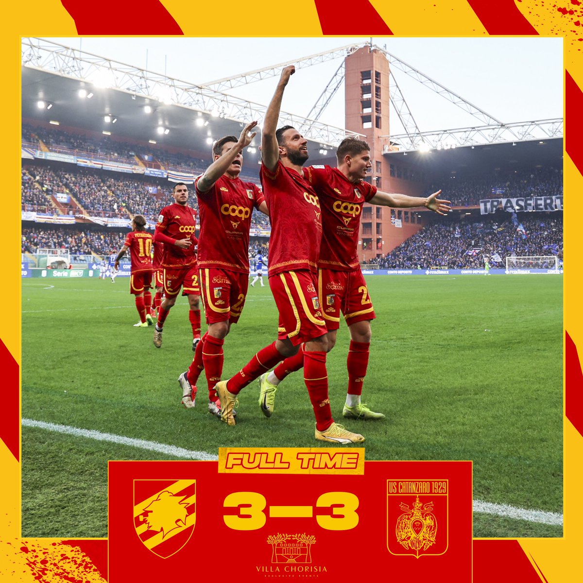 USCatanzaro1929's tweet photo. FULL TIME: #SAMCAT 3-3
Partita piena di emozioni al Ferraris.
Torniamo da Genova con un pareggio firmato dalla super tripletta di Iemmello π
#AvantiAquile π‘π΄ https://t.co/eFWxsFu8To