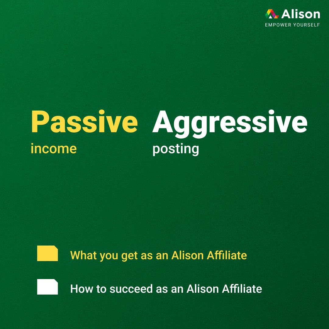 Alison_Learning's tweet image. Think of it as getting paid for recommending what you already love. 😊

Join Alison’s Affiliate Programme &amp;amp; earn 20% of the revenue you generate: ow.ly/OchR50UhfPT. 

#Affiliates #PassiveIncome #EarnWhileYouLearn #SideHustle #OnlineIncome #Alison #EmpowerYourself