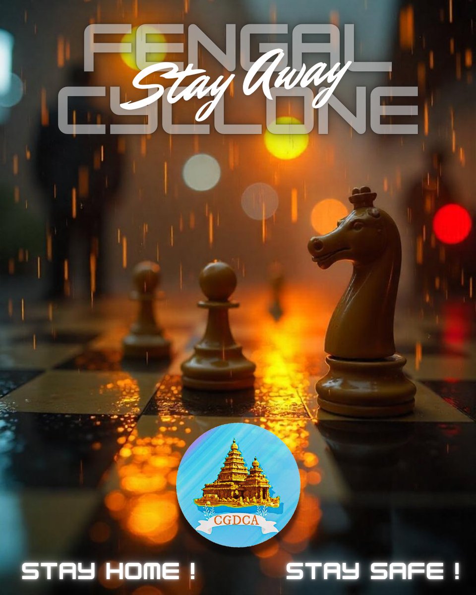 CGDCA_OFFICIAL's tweet photo. #StaySafe from #Fengal 🌀🌧️ 

Stay United during this tough time as always #Chennai ✊🏽

#StayHome #chennairains #fengalcyclone #ChengalpattuDistrictChessAssociation
#CGDCA_OFFICIAL #CGDCA #ChennaiRains2024 #chennairain #ChennaiRainsUpdate https://t.co/odMchatAVM