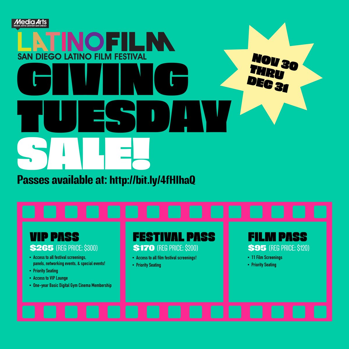 With Giving Tuesday around the corner we've decided to keep the SDLFF pass sale going 🎊

Get your discounted passes now through 12/31 before they go to full price 🎉

5 days of film, art, culture, music, and more at #SDLFF2025 March 19 - 23, 2025!

Get your passes at the 🔗 🔝