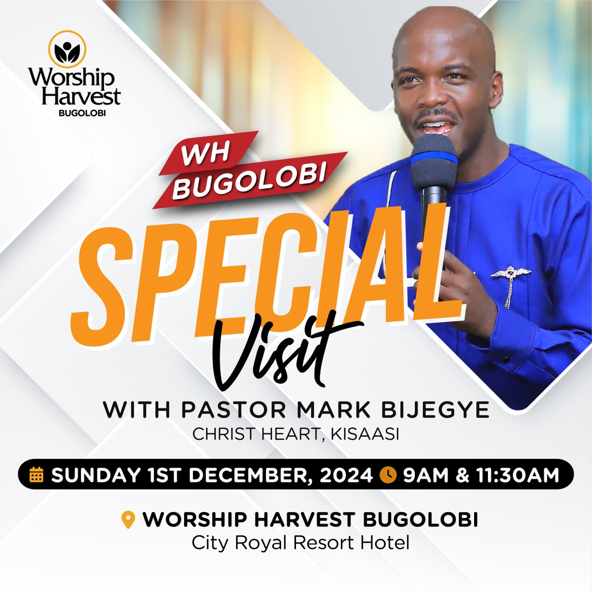 caltwizie's tweet photo. Join us for Sunday Service tomorrow, we have the privilege to host a special guest, Pr Mark Bijegye, Christ's Heart, Kisaasi!
#WHBugolobi #WorshipHarvest #GoingAndGlorying #WHGarage https://t.co/MfaReZCYAe