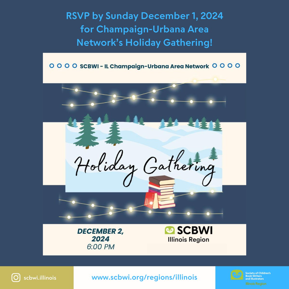 SCBWI_IL (@scbwi_il) on Twitter photo Join SCBWI-IL Champaign-Urbana Area Network's annual Holiday Gathering at Black Dog Smoke & Ale House in Champaign, IL, to connect with fellow children's book creatives and enjoy a festive book exchange. RSVP by December 1st to central.illinois.scbwi@gmail.com! Join SCBWI-IL Champaign-Urbana Area Network's annual Holiday Gathering at Black Dog Smoke & Ale House in Champaign, IL, to connect with fellow children's book creatives and enjoy a festive book exchange. RSVP by December 1st to central.illinois.scbwi@gmail.com!