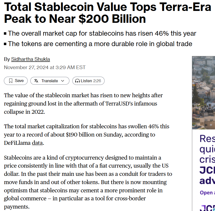 NikMilanovic's tweet photo. And it just hit $200 billion.

One of the only crypto TVL (market cap) run-ups that's not driven by price speculation; this is what real adoption looks like. https://t.co/S4sZZihWiW