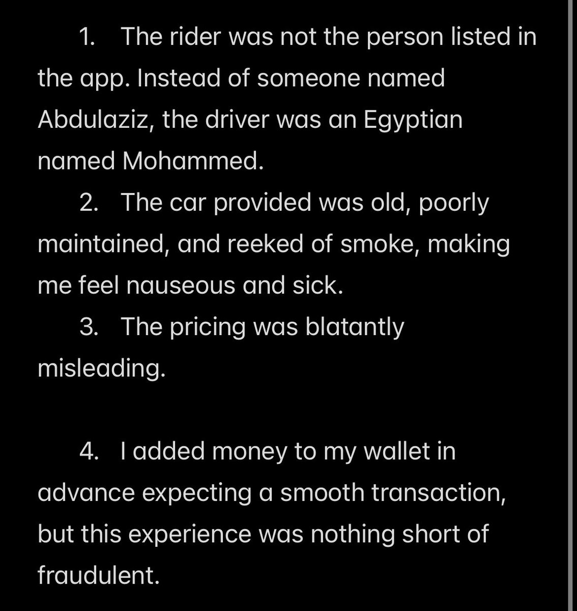 _GHADEERAMER's tweet photo. @JeenyKSA @JeenyCare I am absolutely appalled by the service I received and demand a full refund immediately. This level of service is entirely unacceptable, and I demand a full refund of the fare I paid. https://t.co/Y8WwbnTR5K