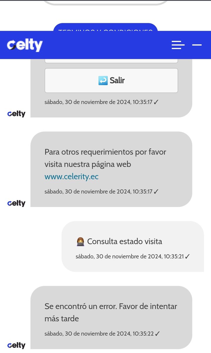 mvillafuertec's tweet photo. Desde la mañana tengo problemas con el servicio de Celerity de @PuntonetEcuador, me generaron un ticket para Servicio Técnico pero trato de consultar el status en la web y no puedo, además no hay manera alguna de que te atienda un ser humano, puro bot sin respuesta ni solución. https://t.co/fnpgDFI1d8