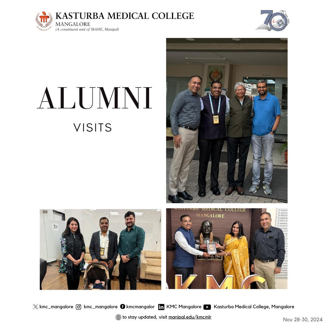 We were delighted to welcome Dr. Santhosh Upadhyaya (Michigan, USA), Dr. Manoj Tayal (Max Hospital, Delhi), Dr. Sneha Jha (MTMH, Jamshedpur), all from the 1994 batch, and Dr. Ashar Iqbal Lodi (Radiation Oncology, SAIMS, Indore) from the 2008 batch.

Always proud of our alumni!