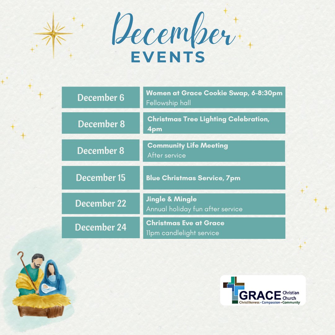 Let there be joy, hope, peace, love, light, and plenty of festive events at Grace this December! Find out more at gracechristianchurch.com/event/