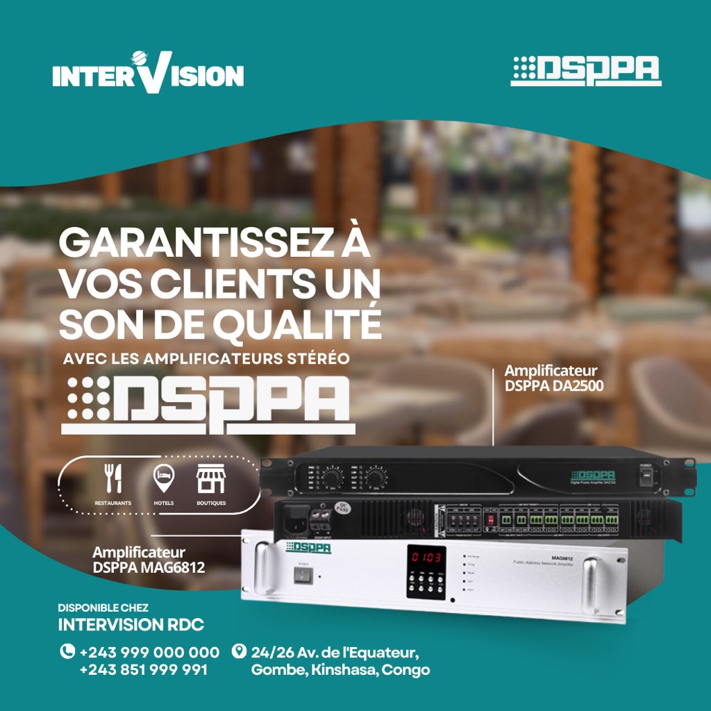 IntervisionDRC's tweet image. Les amplificateurs DSPPA : la fusion parfaite entre technologie avancée et son cristallin. Transformez chaque écoute en une expérience immersive. 🎧🔊

#dsppa#amplifier#music 
#sound #system #explore #superieur #explorepage #viral