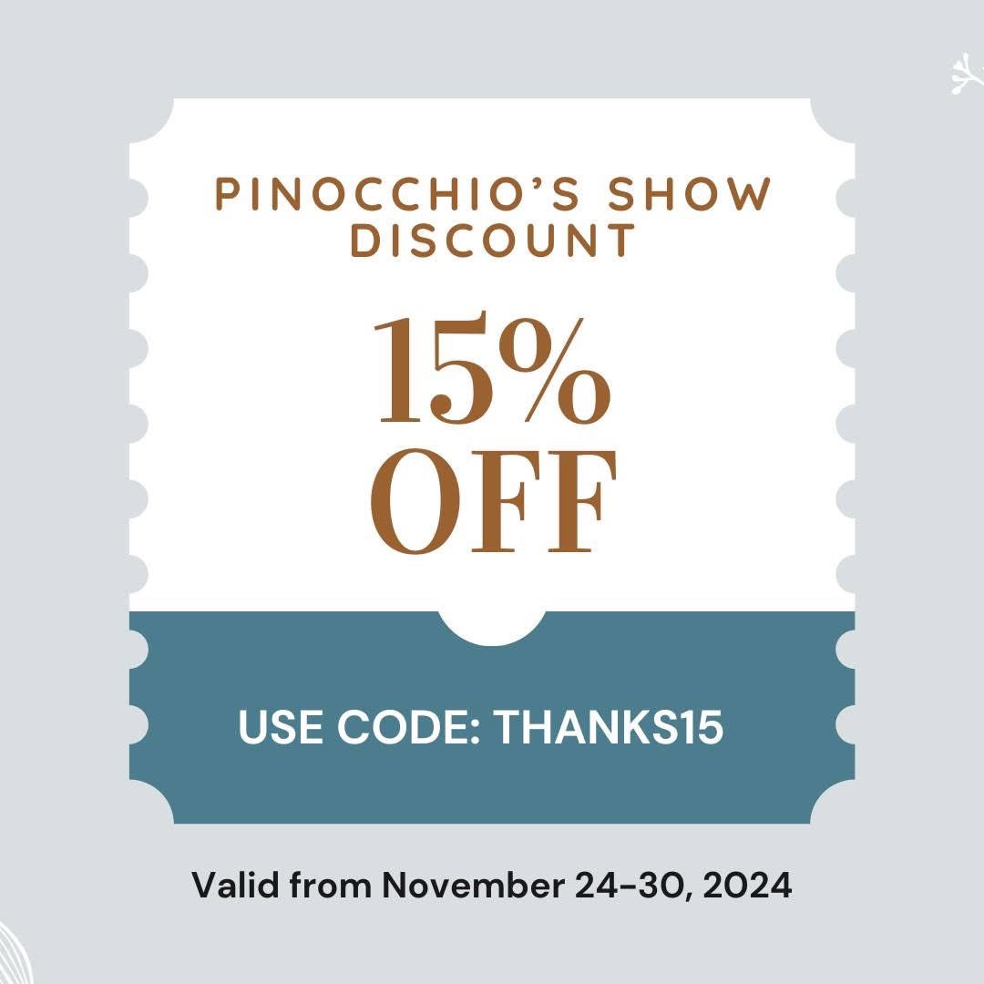 Experience the Adventures of Pinocchio this Dec 14th and 15th 
Coupon deal: thanks15
<a href="/eTownRadio/">eTown</a>  #boulder #livemusic #operaforkids #familyfriendly #events #thingstodowithkids
#BlackFriday 

boulderoperacompany.com/the-adventures…