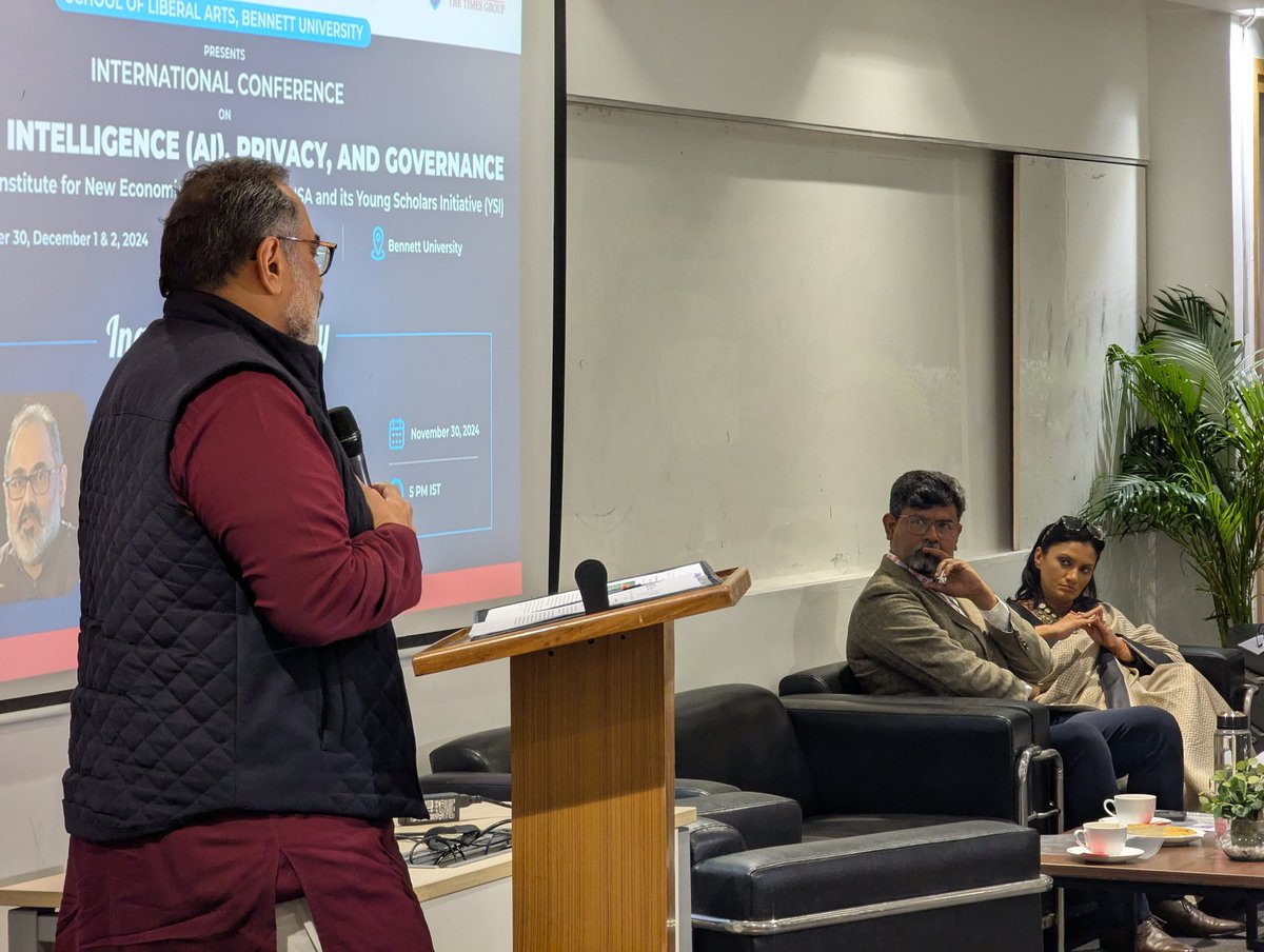 So_LABU's tweet photo. The School of Liberal Arts is proud to kick off its three-day Conference on Artificial Intelligence today with an inspiring inaugural session delivered by Shri Rajeev Chandrasekhar, Hon'ble Minister of State for Electronics and Information Technology.
https://t.co/kKKQRwylCO https://t.co/3BDjtyFALJ