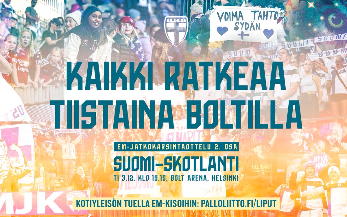 Tiistaina meillä on yhteinen mahdollisuus. Bolt Arena täyteen ja YHDESSÄ EM-kisoihin! 🦉👊

🎟️ LIPUT: palloliitto.fi/liput/helmarit

#Helmarit #FINSCO #MeOlemmeSuomi #WEURO2025 #EURO2025