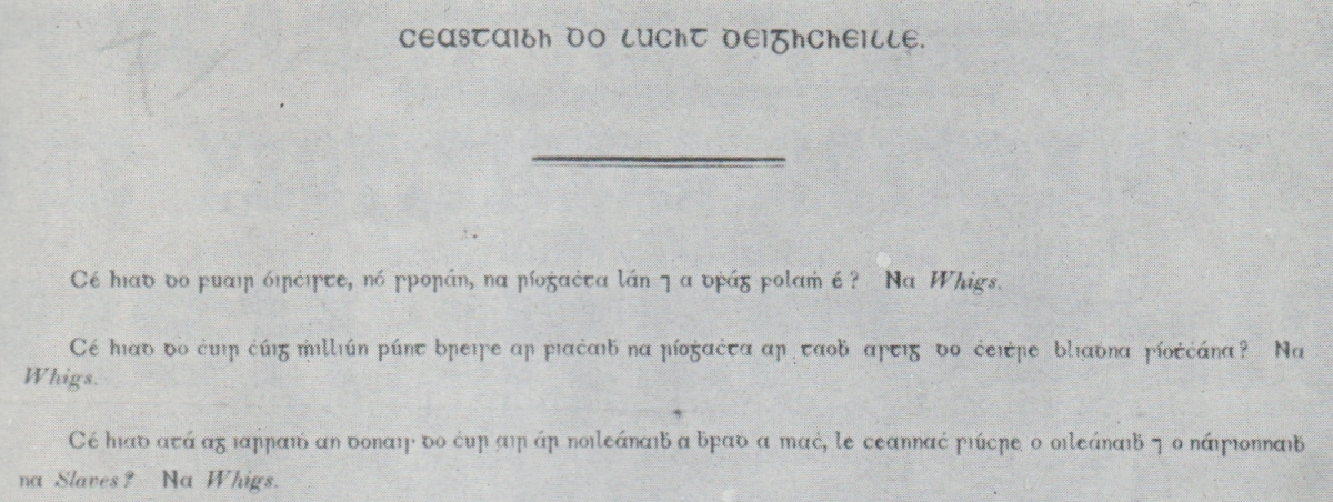 Gaelchlo's tweet image. Don lá atá ann, seo daoibh fógra toghchánaíochta ón 19ú céad - ó olltoghchán na bliana 1835, de réir dealraimh. Is é cló Petrie an cló.