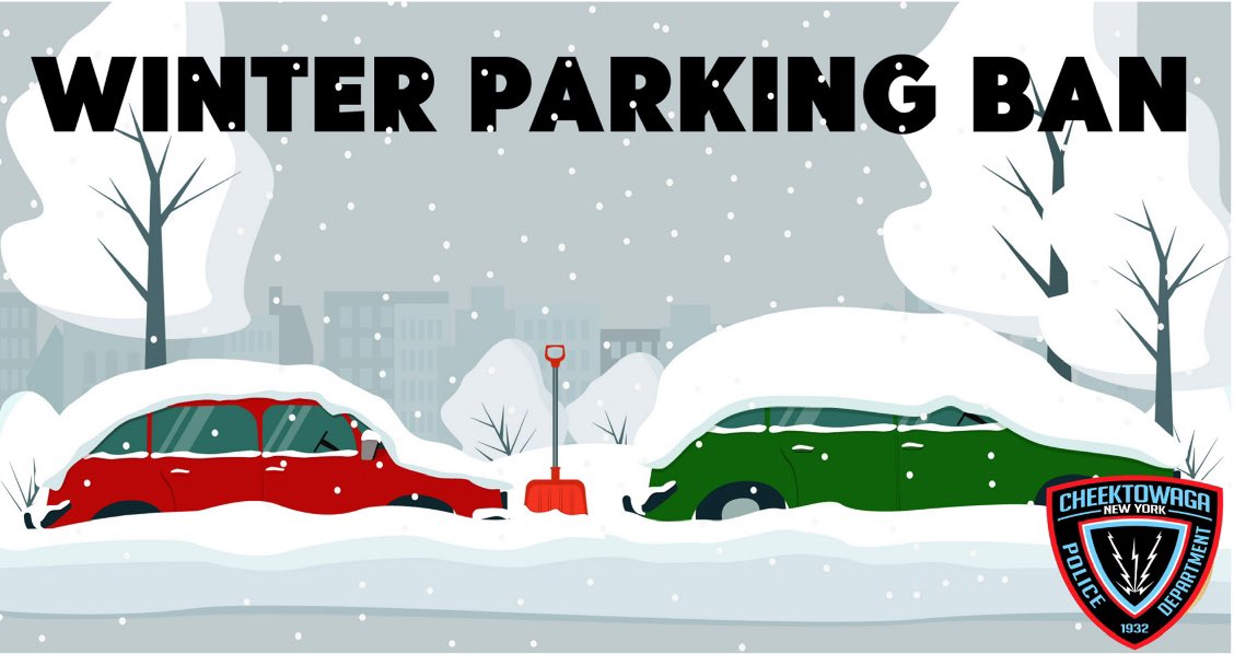 As snowfall begins, please be reminded that the Town Of Cheektowaga's winter parking ban is now in effect. Let's all do our part to keep the roads clear for our dedicated, hardworking snowplow drivers!