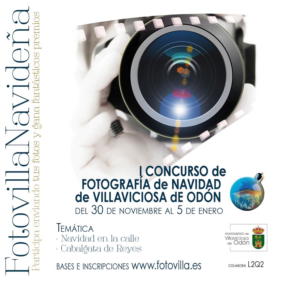 📸 FOTOVILLA NAVIDEÑA
1º Concurso de Fotografía Navideña #VillaviciosaDeOdón
Organiza <a href="/Aytovilladeodon/">Ayuntamiento de Villaviciosa de Odón</a> #madrid a través de su Concejalía de Cultura y colaboración de #L2Q2
Del 30 noviembre al 5 enero
Información/bases: fotovilla.es
#Navidad2024 #fotografia