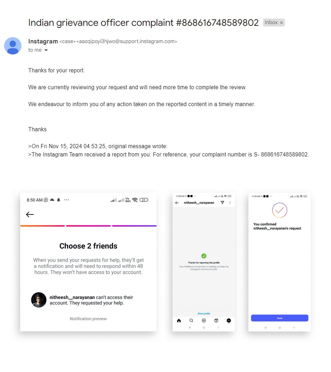 Nitheesh_llll's tweet photo. @Meta @instagram How can I contact a responsible person on your team to resolve this issue? https://t.co/g3r4jZm0Ml