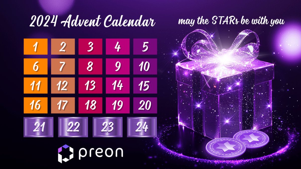 Preon Finance 2024 Advent Calendar 🎄✨

🎉 Get ready, Preon community! The 2024 Advent Calendar kicks off TOMORROW (Dec 1st) and runs until Dec 24th! 🎁

Join us for daily giveaways and a surprise twist for the final 4 days! 👀 Here’s what you need to know 👇