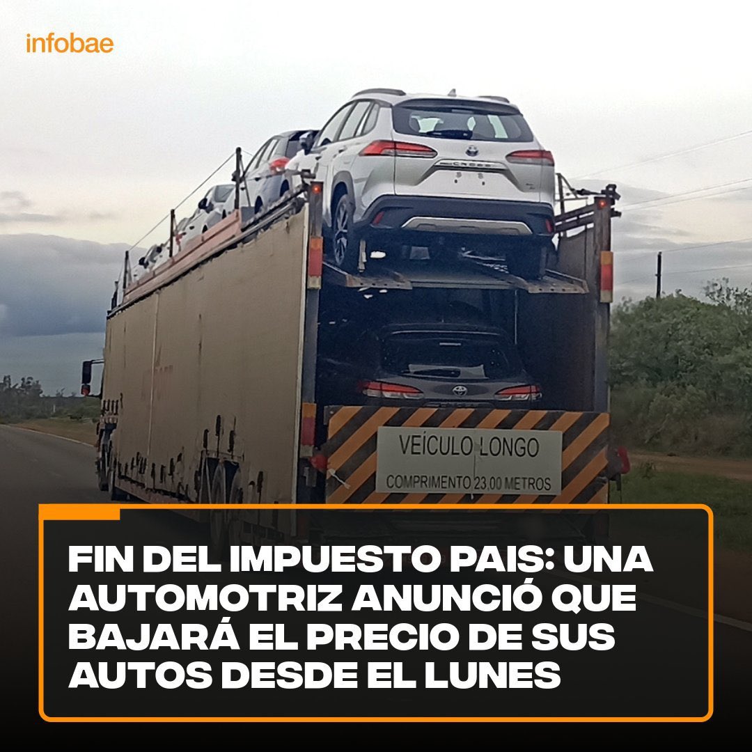 heragu2002's tweet image. ¡VAMOS ARGENTINA ! 🇦🇷🦁💪🔥🏁🏆🍾🎉

Final del impuesto pais para los #automoviles #nacionales e #importados en #Argentina #ADEFA

Toyota Argentina  confirmó que las listas de precios de diciembre tendrán una👉