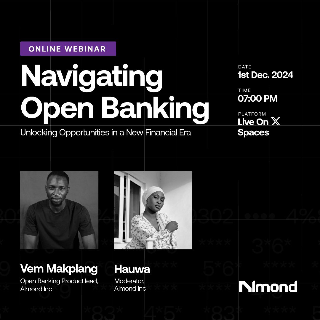 Join us this Sunday!

Whether you're a fintech enthusiast or just curious about the future of banking, this session will provide valuable insights on the open banking landscape, its impact on innovation, and what’s next in the industry.

Don't miss out! 📊💡