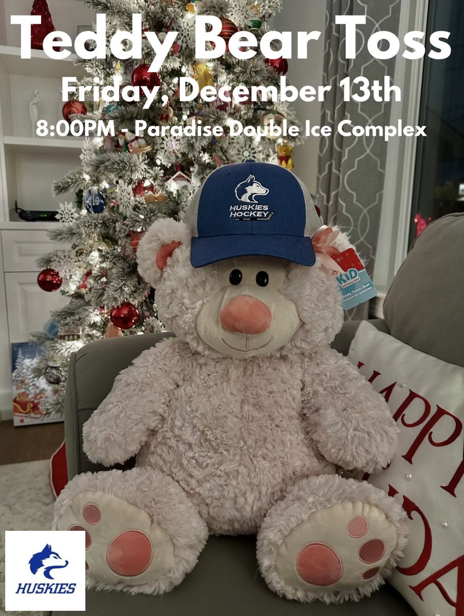 HUSKIES HOCKEY (@mpsh_huskies) on Twitter photo MPSH Huskies giving back to our community this Christmas with a teddy bear toss during our home game 🆚 <a href="/HockeyGonzaga/">Gonzaga Vikings Hockey</a> on Friday, December 13th. Please bring a teddy bear in a clear plastic bag <a href="/mpsh_council/">MPSH Student Council</a> <a href="/MPSH_Athletics/">Rudy Norman</a> <a href="/HuskiesMPSH/">Mount Pearl Senior</a> 🧸 MPSH Huskies giving back to our community this Christmas with a teddy bear toss during our home game 🆚 <a href="/HockeyGonzaga/">Gonzaga Vikings Hockey</a> on Friday, December 13th. Please bring a teddy bear in a clear plastic bag <a href="/mpsh_council/">MPSH Student Council</a> <a href="/MPSH_Athletics/">Rudy Norman</a> <a href="/HuskiesMPSH/">Mount Pearl Senior</a> 🧸