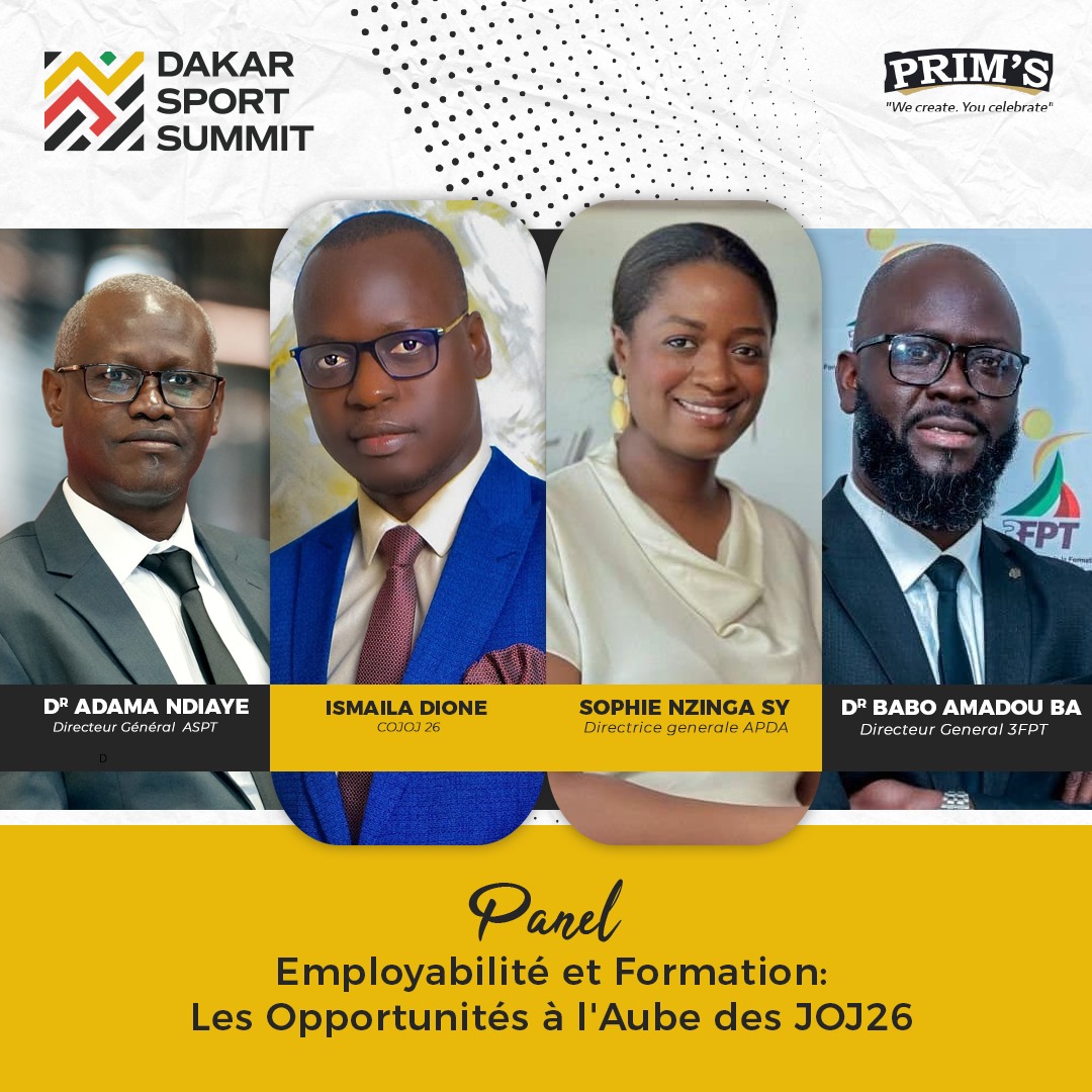 Lors de la 2e édition du Dakar Sport Summit, prévue du 4 au 6 décembre au Musée des Civilisations Noires, un panel sur le thème "Employabilité et Formation : Les Opportunités à l'Aube des JOJ 2026"

Inscrivez-vous sur : dakarsportsummit.com

#DakarSportSummit #DKSS24
