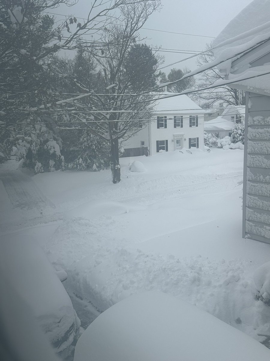 Day 2 of Lake Effect Snow. Our neighbors used to have a third car, but it has now become an inconspicuous mound of snow. Our street just got plowed for the first time by a bulldozer. Two more days of LES on the way still 😬