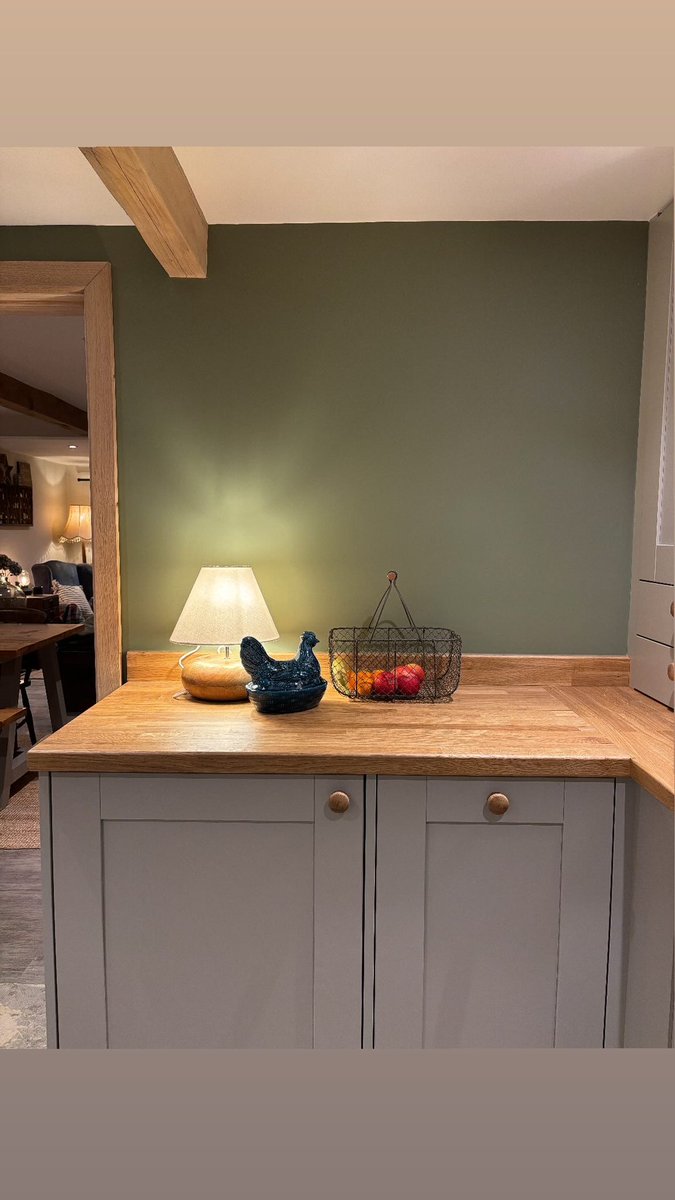 Just been sent these finished pics from a customer . A kitchen we installed a month ago. Stone tiled floor and a great colour on the walls.