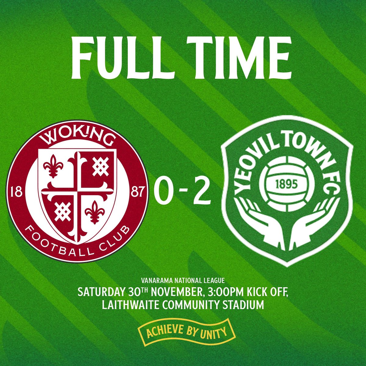 YTFC's tweet photo. FT | Woking 0-2 Yeovil Town

Three points for the Glovers!!

#YTFC 💚 https://t.co/ZaJawUsSz9