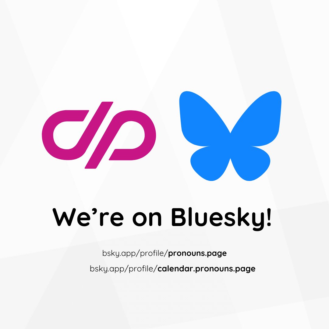 PronounsPage's tweet photo. You can now follow https://t.co/5NxhLnd7ef on Bluesky! 
https://t.co/6YR5vctrbA

And our calendar bot is there too 😉   
https://t.co/eqSlmubitI https://t.co/d89PBH5CR2
