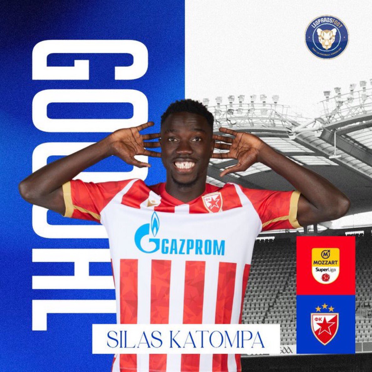 FansRdc32108's tweet photo. 🐆 Silas ouvre le score ! 

Grâce à un but signé Silas Katompa à la 14e minute, l’Étoile Rouge de Belgrade mène 0-1 face au Mladost Lučani. 

L’ancien joueur du Paris FC compte 6 buts toutes compétitions confondues cette saison. 

#congo #lpfgoals #RDCongo https://t.co/kXvw7EBvfh