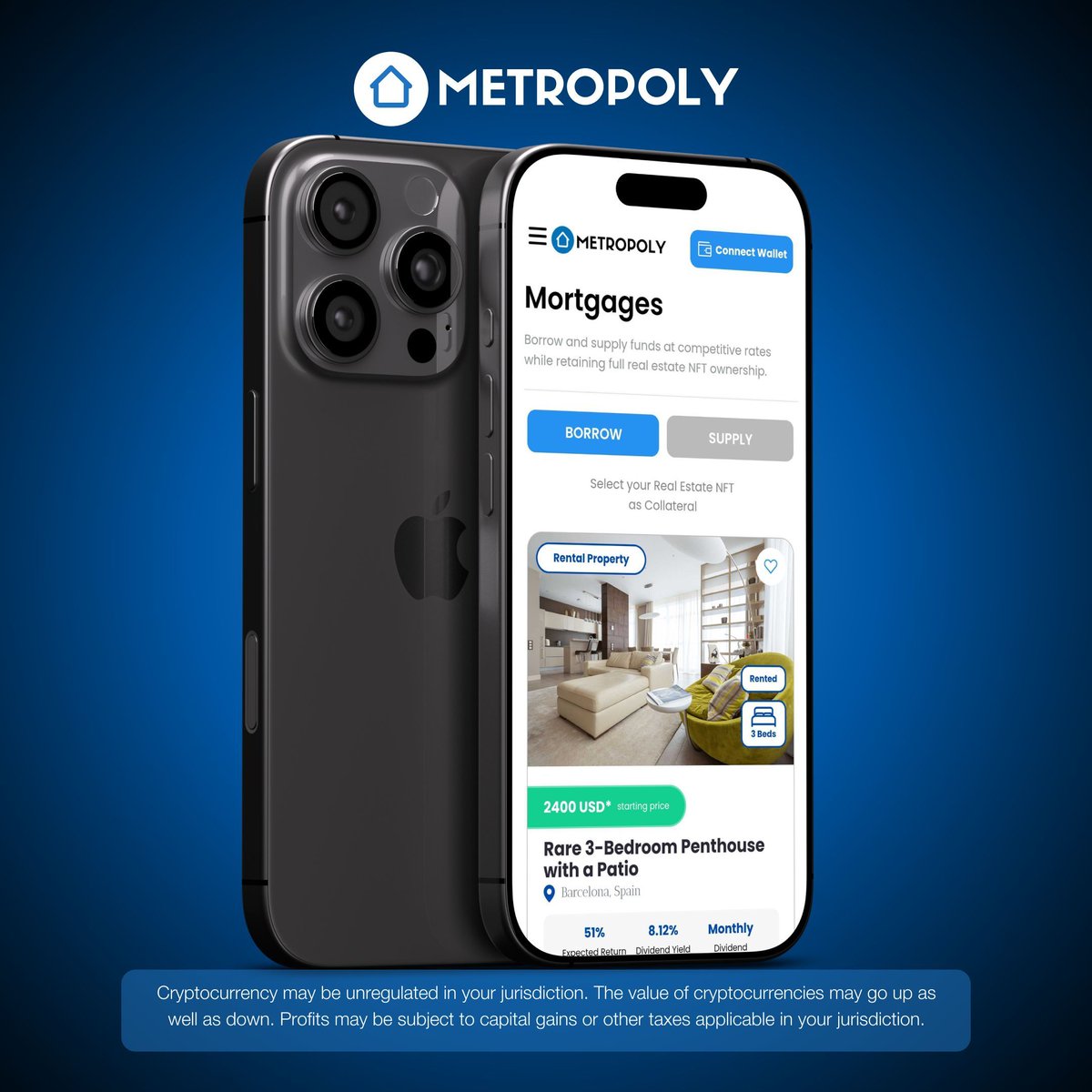 Borrow, lend, and invest in real estate—all from your phone!

With Metropoly, take control of property-backed NFTs. 

Explore now: metropoly.io 

#metro #metropoly #cryptocurrency #bitcoin #blockchain #btc #crypto #ethereum #realestate #house