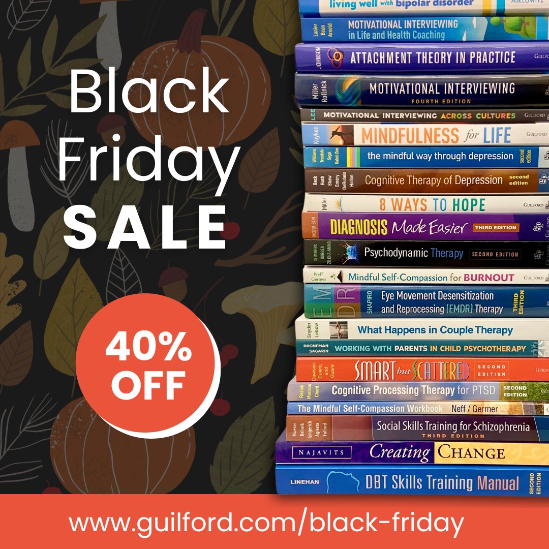 It’s not too late to shop our Black Friday Sale and save 40% on the Guilford titles you’ve been browsing! Shop now at guilford.com/black-friday and enter promo code EMFL11P at checkout to receive your exclusive discount. 
#blackfriday #blackfridaysale