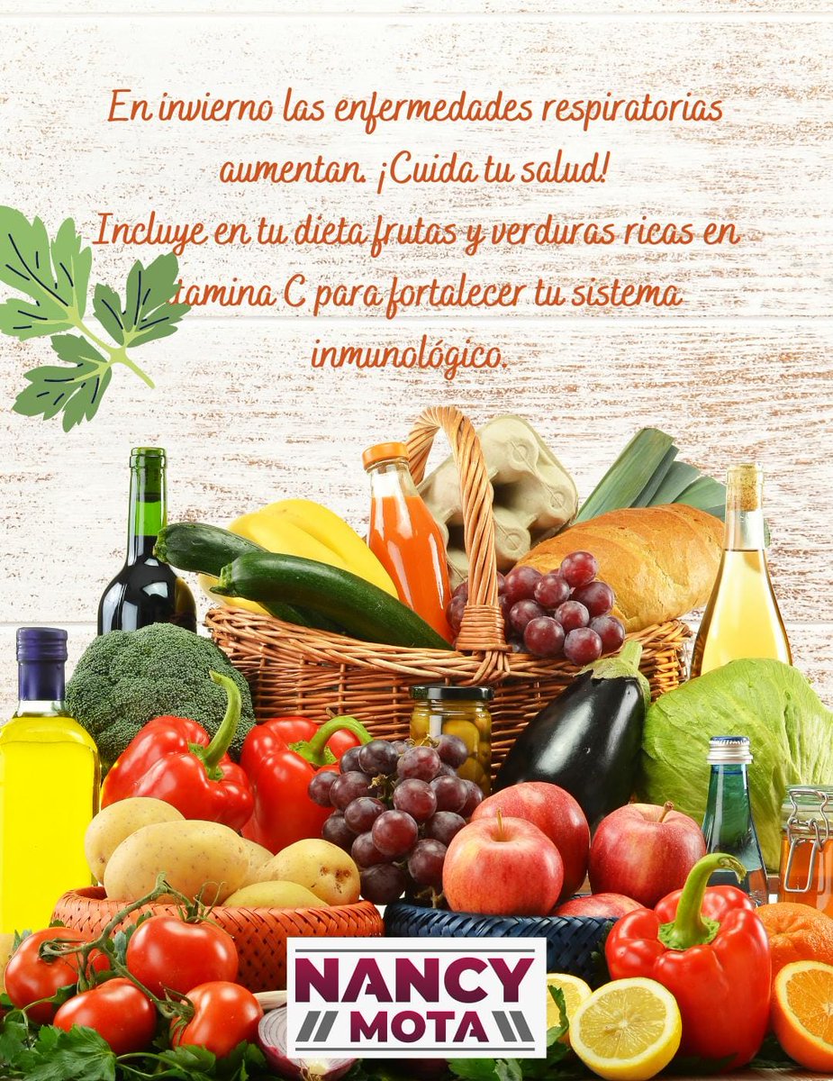 En invierno las enfermedades respiratorias aumentan. ¡Cuida tu salud! 

Incluye en tu dieta frutas y verduras ricas en vitamina C para fortalecer tu sistema inmunológico.