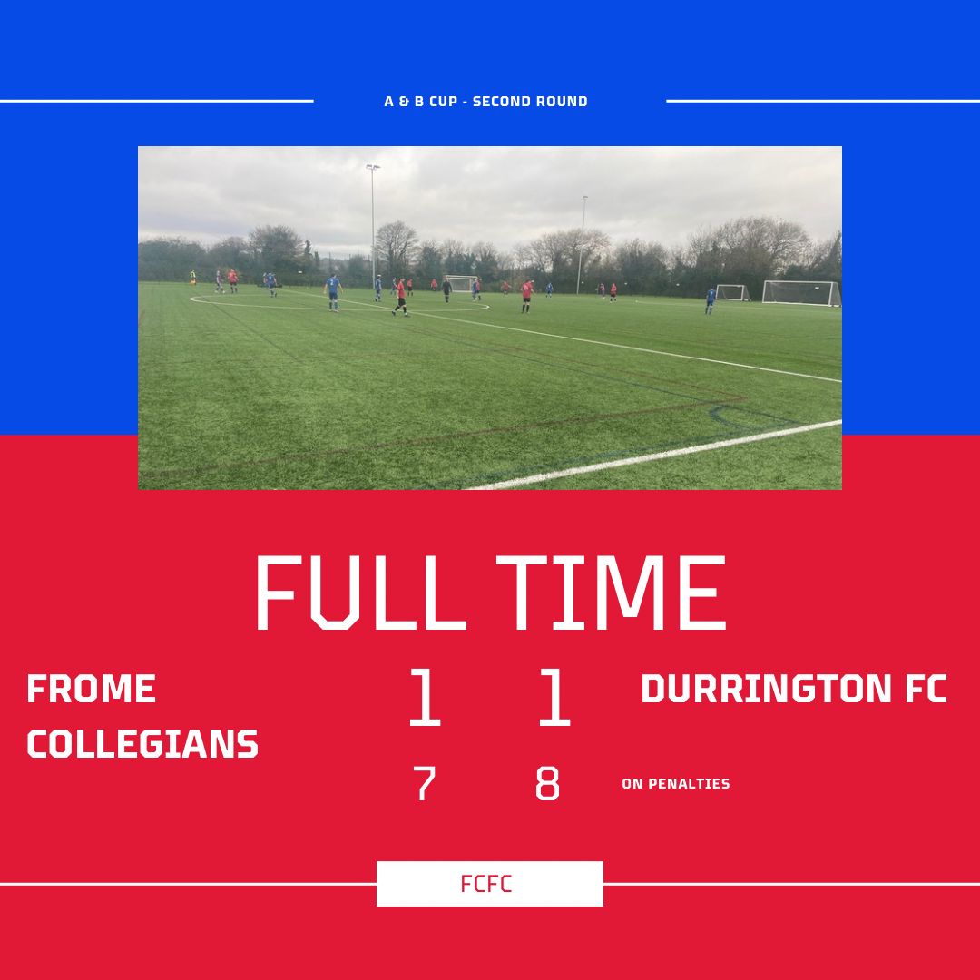 fromecollegians's tweet photo. We exit the A&amp;B cup, losing on penalties.

Our goal in normal time from @LewPerrett.

Congrats to @Durringtonfcsat on the win, and thanks for leaving the changing rooms in a good state. 👌 https://t.co/gYM0kS1VYJ
