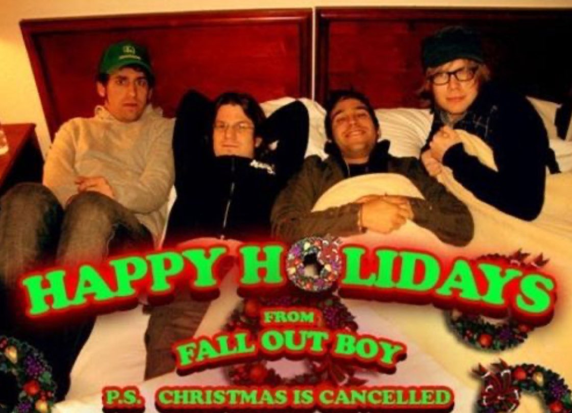 gimmeacherrypie's tweet photo. small thread of fall out boy Christmas photos I could find https://t.co/DhG2JW792z