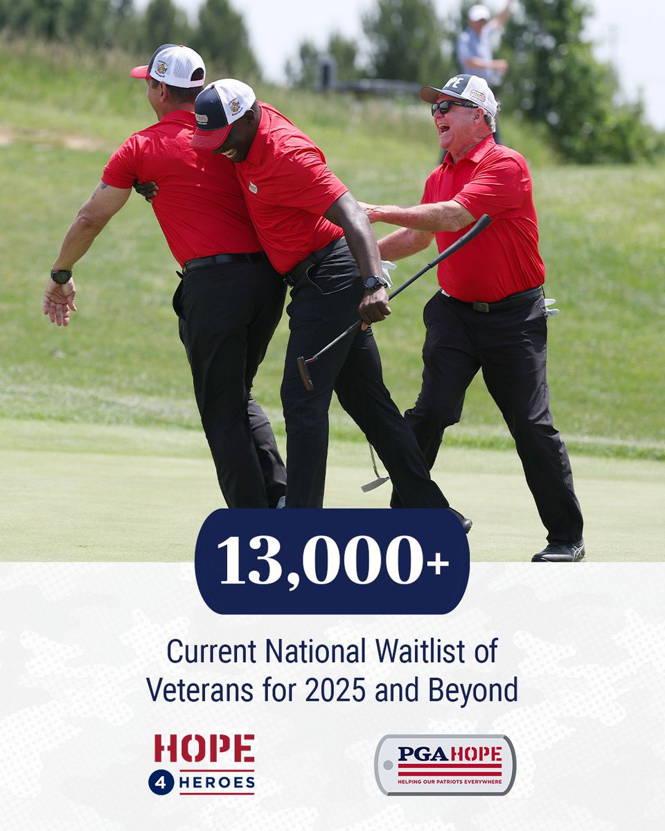 SouthernOhioPGA's tweet photo. PGA Hope aims to serve more than 50,000 Veterans in 2024 through our 550 programs across the country. 

Every dollar is massively important in creating a newfound sense of belonging by using the therapeutic aspects the game of golf provides.

Give today at https://t.co/SKafHdSLlj https://t.co/PjOL55OA7a