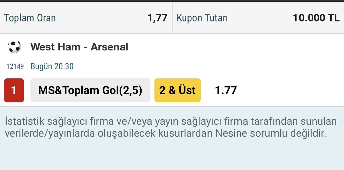 30 Kasım 

Günün Tekli Kasa Bahisi 

10K🔜18K🤑