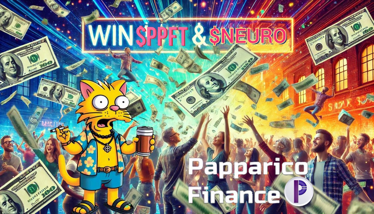 CryptoCool77's tweet photo. 🏆 PAPPARICO FINANCE 🏆
     🏆 & NEUROTICAT 🏆
 🏆 COLLAB GIVEAWAY 🏆

PRIZE : 600K $PPFT 💰 
               6 MILL $NEURO 💰 

1️⃣ RT & Tag 3 Friends
2️⃣ Follow @PappFinance & @croneuroticat

To celebrate the start of $neuro staking on Papparico Finance,

what could be better than a giveaway with a high alcohol content!

Take a look!

https://t.co/5FtYUrL0qo

⏰ Ends 72 Hrs  

Check out Papparico Finance for all your staking needs:
https://t.co/ZhJ0263hri

Check out all things Croneuroticat :
https://t.co/XG2dKpBZNC

#CroFam #Giveaway #FFTB  #PappFam #Cronos
