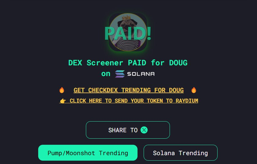 SolPugDoug's tweet photo. $DOUG dex is paid!

Pump Fun: https://t.co/XTaXEIIaoK https://t.co/ArjYp09rLn