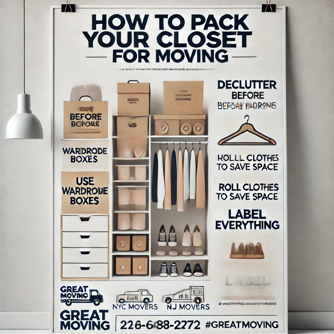 GreatMoversNY's tweet photo. ๐ฆ How to Pack Your Closet for Moving Like a Pro! ๐๐
Packing your closet can seem daunting, but with the right strategy, itโs easier than you think. Hereโs how to simplify the process and keep your wardrobe organized
Read on our page
#nycmovers #njmovers #greatmoving https://t.co/sOenI86odQ