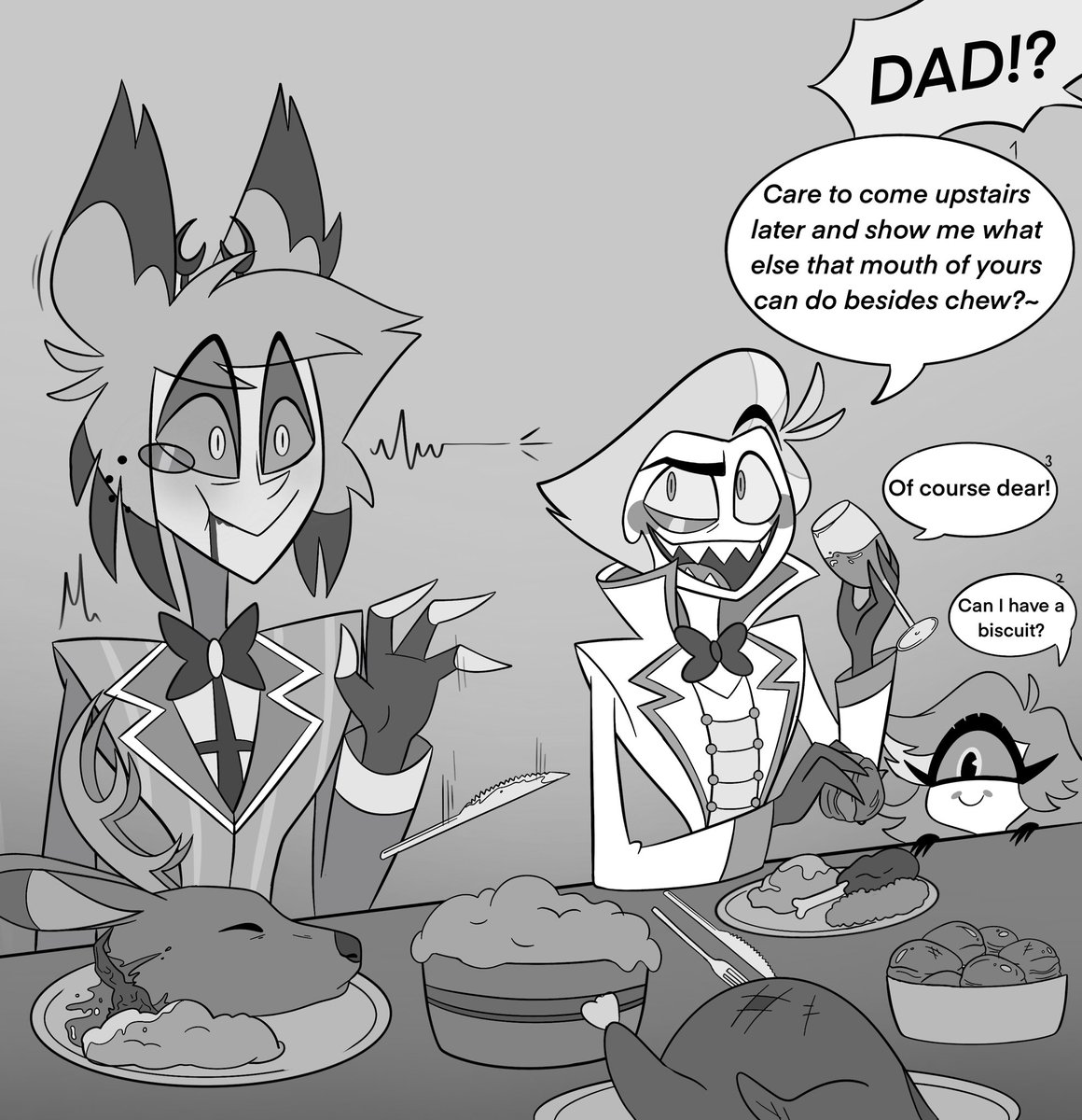 lucislane's tweet photo. Happy Thanksgiving! 😂👀
#Alastor #LuciferMorningstar #Niftty #HazbinHotel #radioapple https://t.co/bnoBkvBzjY