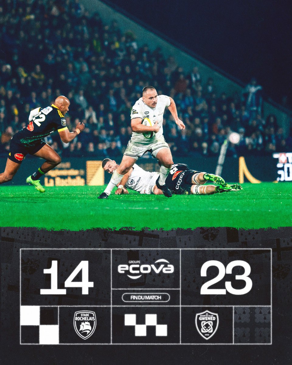 Notre partenaire 𝐄𝐜𝐨𝐯𝐚 vous offre le score final.

Première victoire de la saison à l'extérieur ! 
Une Performance majuscule de nos Vannetais qui s'imposent à La Rochelle et font tomber Deflandre 💥

#FiertéBretonne