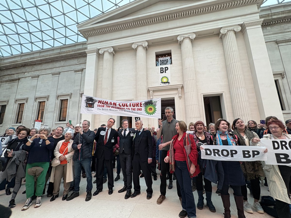 🎶 Today, 200 singers (including lots of Quakers!) filled the British Museum with song, protesting its £50m deal with BP. Dirty oil and cultural treasures don’t mix—time to cut ties for a better future! 💚 #DropBP #ClimateAction