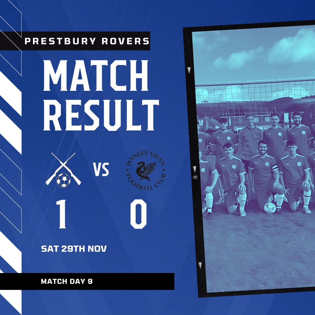 FULL TIME: Massive 1-0 win over Hanley Swan that sees us go second in the table💪🏻

Goalscorer:
Harvey Johnson⚽️

MOTM:
Ant Cacchioli

#PRFC
