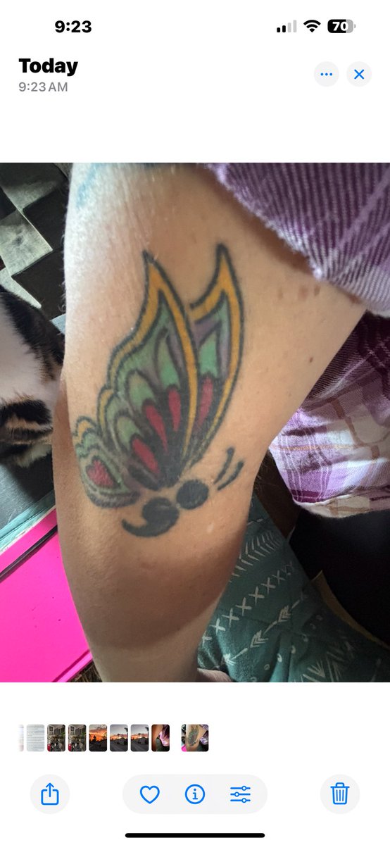 the4leafclover's tweet photo. @SeanAstin 
Happy holidays! I just watched the segment of you on @DrewBarrymore Show w/your brother, Mac.
I wanted to share the tattoo I got in honor of my daughter, who took her life on 1/13/21 at 34.
Hope it somehow inspires you &amp; Mac. 🦋
Have a great day — that’s an order! 😉 https://t.co/AiZuG8wm9R