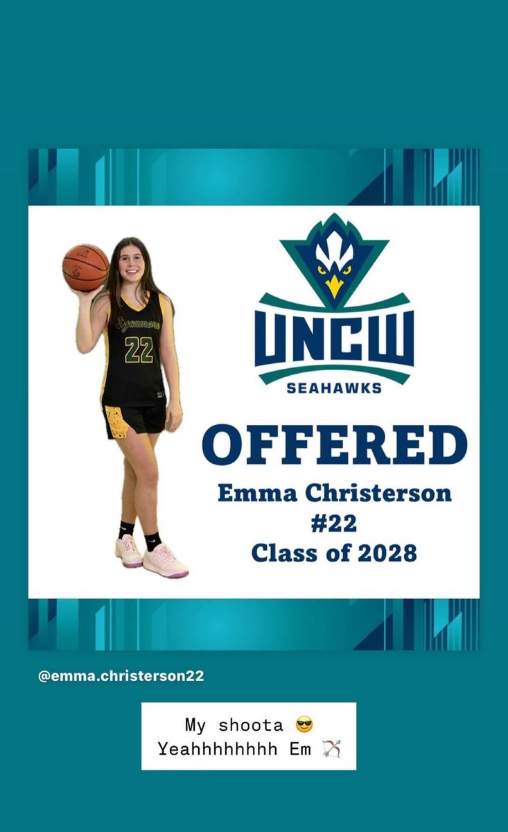 After a great call with <a href="/_WoodsWay/">Nicole Woods</a>, I am so excited to receive a Division 1 offer to play basketball at @UNCWwomenshoops!  Go Seahawks!!